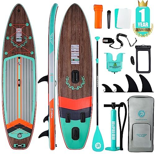 Niphean (Extra Groß) Stand Up Paddle Board, SUP für 2+1 Personen/Familien, SUP Board mit (Anfängergeeignet) Balancierflügel, Wasserdichte Handyhülle, Inflatable Paddle Boards for Adults, Geschenkideen