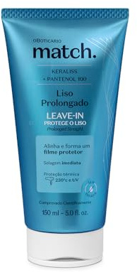 O Boticário Match Leave-In Glattes Haar, verlängert, mit thermischem UV-Schutz Vegan, 150 ml