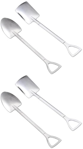 Cuchara de Pala de Acero Inoxidable,4 PCS Cuchara de Postre Cuchara de Sandía Creativa en Forma de Pala Cuchara de Helado Cucharas Café para Picnics Bares Cocinas Fiestas