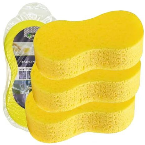 3PCS Car Wash Sponges for Car Cleaning,Washing & Windows - Easy Grip Thick Foam Scrubber Perfect For Wheels, Windscreen & Bodywork