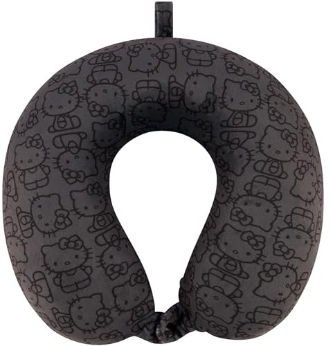 Ful Hello Kitty Nackenkissen, All Over Print Memory Foam Reisezubehör für Flugzeug, Auto und Büro, bequem und atmungsaktiv, Schwarz