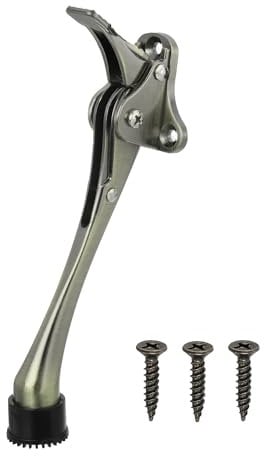 uxcell Kickdown Door Stop, One Touch Kickdown Door Stopper Holder with Non-Slip Rubber Tip and Screws, 8-Inch Metal Door Kickstand for Bottom of Door, Bronze