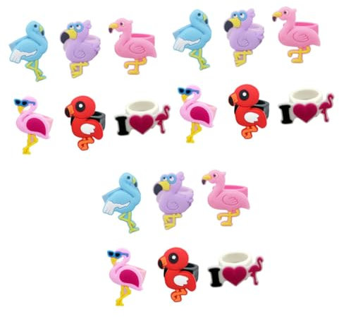 UPKOCH 18 Stk Mädchen Ringe Kinder Schmuck Ringe Flamingo-Kinderring Tierförmige Silikon Silikon bunte Europäisch und amerikanisch kleines Geschenk