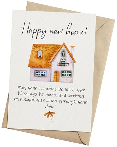 TRIDECOR Karte zum Einzug, zur Einweihung, Glückwünsche zu Ihrem neuen Haus, Karte zur neuen Wohnung, gefaltet, 12,7 x 17,8 cm, mit Umschlag, mit Segen, Willkommen neuer Hausbesitzer, Home Sweet Home
