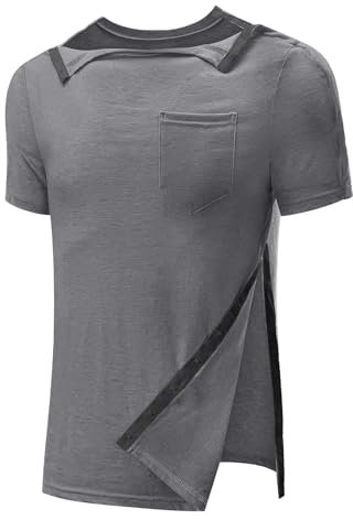 Post Shoulder Chirurgie Shirts | Herren Rehab Shirt mit Schulterknöpfen | Chemo Kleidung | Kurzarm Shirt für Männer