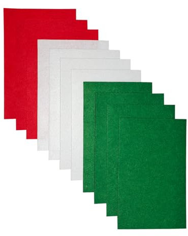 Jtnohx Filzstoff, Steifer Bastelfilz, Farbige Filz zum Basteln, 17,78×28,7cm 11 Pcs Filzplatten Quadrat für das Nähen (Weihnachten Farben)