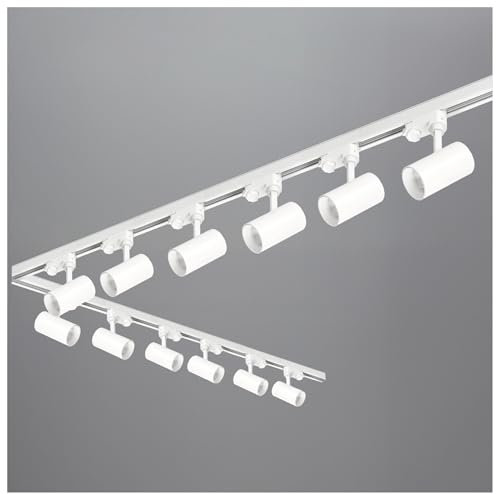 3-Phasen-Schienenset NEXTRACK - Schienensystem Komplett-Set mit 12x GU10 Lampe (Weiß, 1m+2x2m Schiene + Verbinder I&L)
