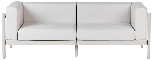 Beliani 2-Sitzer Gartensofa Kunststoff-Gestell beige mit Polsterung Hellbeige Ferretti