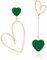 Linawe Ohrringe Grün Hängeohrringe, Rosegold Herz Ohrringe, Edelstahl Ohrhänger Damen, Modeschmuck Damenohrringe Hänge Ohrringe, Lover Ohringe