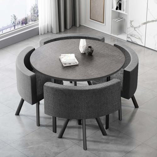 Moderno juego de mesa de comedor redonda con 4 sillas, mesa de cocina de madera duradera y combinación de sillas para sala de estar y comedor, mesa de recepción cuadrada de 90 cm