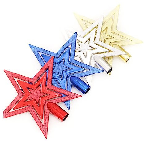 COLLBATH Estrella Toppers para Árbol De Navidad Decorativa Ligera con Color Brillante para Decoración Festiva Navideña