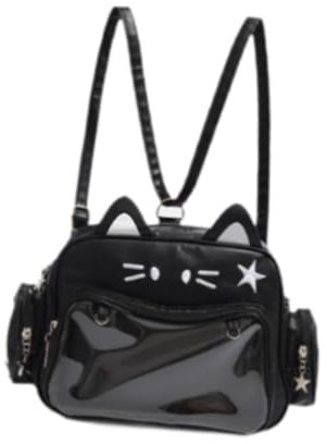 kowaku Cat Ita Tasche Pin Display Rucksack für Geburtstag Cosplay Party Gastgeschenk Anime Figur, Schwarz