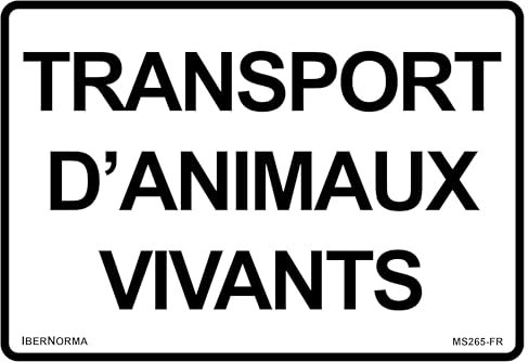 IberNorma MS265-FR Panneau adhésif Transport d'animaux vivants 30x21cm autocollant d'obligation homologué Signalisation idéale pour camions de transport de bétail et d'animaux vivants (30x21cm)