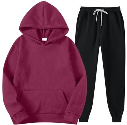 KONG JIMFAN Hoodie Herren Jogginganzug Herren 2-Teiliges Trainingsanzüge Tracksuit Mit Reißverschluss Tasche Freizeitanzug Chino Hose Übergangs Sportanzug Jogginghose Herren Baumwolle(#B Wine,M)