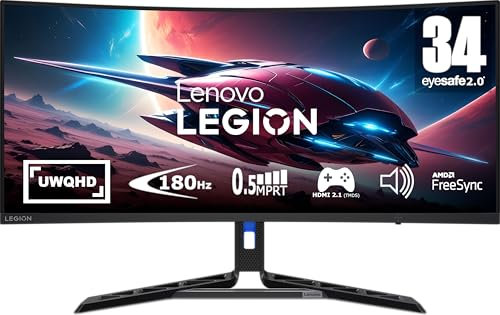 Lenovo Legion R34w-30 34 inch Gaming Monitor | UWQHD, 1440p, 180Hz, IPS, 0.5ms, HDMI, DP | AMD Freesync Premium | PS5, Xbox, PC screen