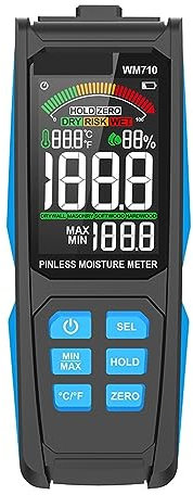 POOIQX Digitales Holzfeuchtemessgerät, zerstörungsfreies induktives Hygrometer, analoges Dual-Display, Umgebungstemperatur, Luftfeuchtigkeit, Holz, PräZises Und Professionelles Werkzeug