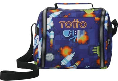 TOTTO - Bolsa Térmica Porta Alimentos 8L, Modelo Resaltador, 25 x 20 x 17 cm, Portameriendas Infantil, Apertura 180º, Asa de Mano, Correa Ajustable, Pasador para Mochila con Ruedas, Color Space Blue