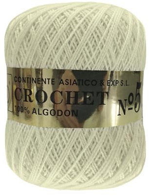 Filato di cotone n. 5 (100% cotone), matassa di lana fine da 80 grammi - 320 metri, lana per uncinetto, maglia, artigianato, cucito, uncinetto, amigurumis, fai da te, (1, panna)