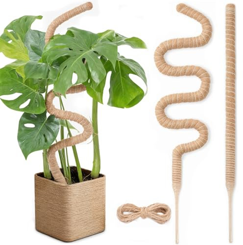 2 Stück 120CM Moosstab Monstera, Garden Sage Biegsame Monstera Rankhilfe für Pflanzen, Kokos Pflanzenstab Monstera Moss Pole für Garten Kletterpflanzen Zimmerpflanzen