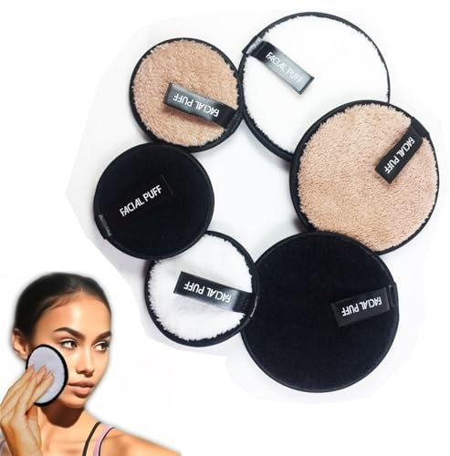 Coton Demaquillant Lavable, 6 PCS Disque Démaquillant Réutilisable en Microfibres, Pads Démaquillants Lingette Demaquillante Double Face Disponible pour Démaquillage et Nettoyage du Visage