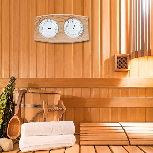 ZASCHMOY Igrometro per Termometro per Igrometro in Legno 2 in 1 con Design a Doppio Quadrante per Accessori per Sala Sapi di Vapore e Uso del Bagno Turco, Realizzato in Legno di Cedro Resistente Ad