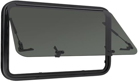 Ventana de caravana de 800 x 500 mm, ventana lateral con rejas para ventanas y parasoles, para caravanas, ventanas de autocaravanas, esquinas redondeadas