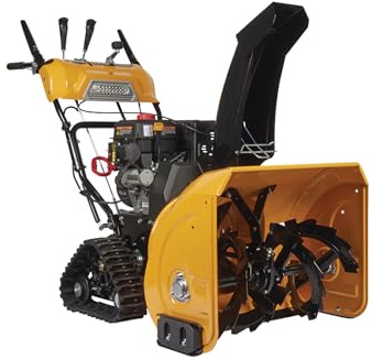 Schneefräse Benzin Motor mit 252 cm³, 7PS | Raupenantrieb | Raupenschneefräse mit E-Start (66 cm Arbeitsbreite, 54 cm Einzugshöhe, Wurfweite bis 15 m, beheizte Griffe