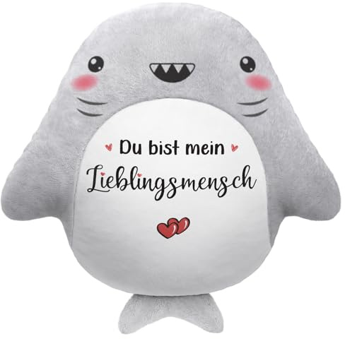 Encoink Lieblingsmensch Geschenk, Ich Liebe Dich Geschenke für Frauen Männer, Haifischkissen Jahrestag Geschenk für Ihn Sie, Partner Geschenke zu Geburtstag, Valentinstag, Hochzeitstag, Weihnachten