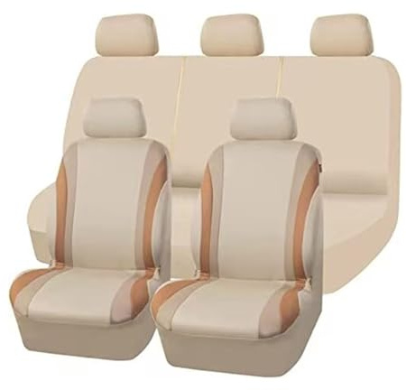 MeKnMoney Auto Schonbezüge für Dacia Logan/Logan MCV/Logan MCV Fiskal/Logan MCV, Stoff Sitzbezüge Komplettset Autositzbezüge Schutz Innere Zubehör, I/Beige 2