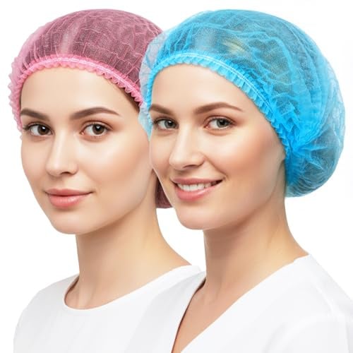 200 Stück Einweg Haarnetz 52 cm OP Haube, Haarnetz Küche Gastronomie Hygiene, Kochmütze Damen Herren, Duschhaube Einweg Latexfrei Atmungsaktiv Langhaar Einweghauben Vlies