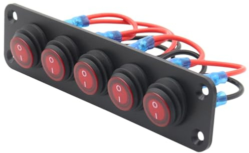 Alipis Panneau Interrupteur à Bascule Gang Étanche avec LED Indicateur pour Bateau Voiture Pré-câblé Résistant Contrôle Appareils Électriques