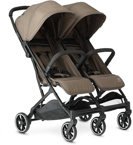 Deryan Rolo X2 Kinderwagen Buggy 2 in 1 - klein zusammenklappbar - Geburt bis 4 Jahre - Baby Wagen pro Sitz belastbar bis 22kg - Kinderbuggy klappbar - kompact & faltbar - Hasel