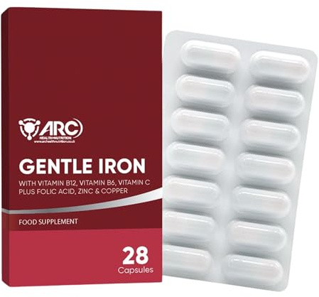 Iron Bisglycinate Supplement 7 in 1 Complex 28 Capsules | Vitamin C, B12, B6, Folic Acid, Zinc & Copper, Vegan, For Women & Men, Supports Energy, Made in UK