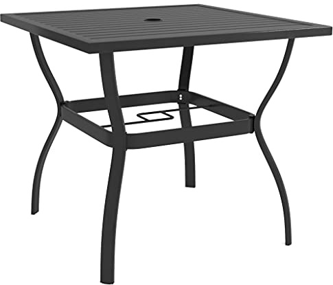 Sinkzol Gartentisch Anthrazit aus pulverbeschichtetem Stahl 81,5 x 81,5 x 72 cm mit 4,1 cm Schirmloch für Terrasse Balkon Garten Patio Veranda Hof und Camping