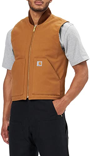 Carhartt, Herren, Lockere, isolierte Weste aus festem Segelleinen mit geripptem Kragen, Carhartt® Braun, XL