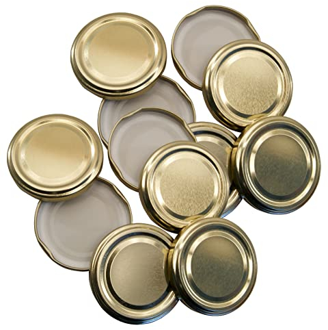 Pack of 12 Replacement 63mm Twist On Jam Jar Lids - Gold - (Choice of Colours)