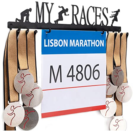 Qthrone Laufender Medaillenhaken Medaillen & Startnummern - Running Medal & Bibs Display Holder