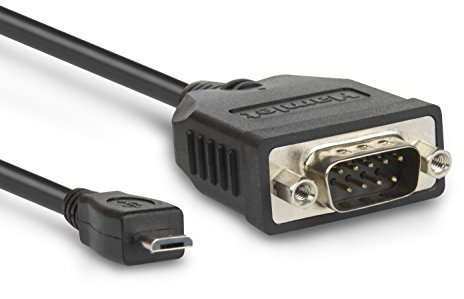 Hamlet XURS232MICROTG Câble Adaptateur Micro USB vers série RS232 DB9, Technologie OTG embarquée, pour Ordinateur et Smartphone, Noir/Gris Anthracite