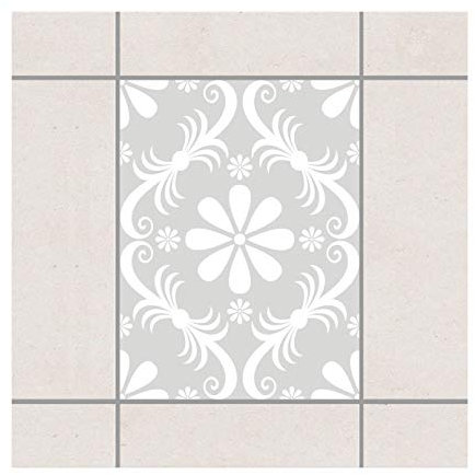 Pattern Design GmbH Fliesenaufkleber - Blumen - hellgrau 20cm x 15cm - Setgröße: 10 Stück