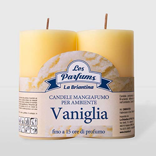 La Briantina Set 2 Candele Profumate Mangiafumo CAN04372A, Durata 15 Ore, Profumo di Vaniglia