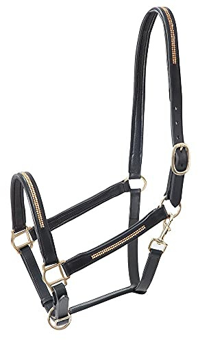 PFIFF Lederhalfter mit Strass, schwarz Cob