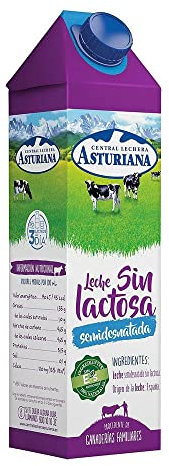 ASTURIANA leche semidesnatada sin lactosa envase 1 lt