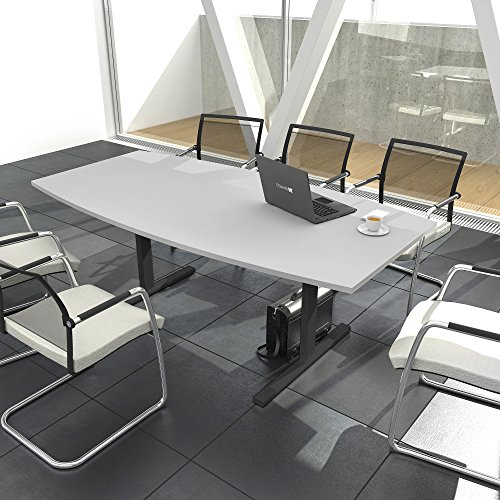Weber Büroleben GmbH Easy Konferenztisch Bootsform 180x100 cm Lichtgrau Besprechungstisch Tisch, Gestellfarbe:Anthrazit