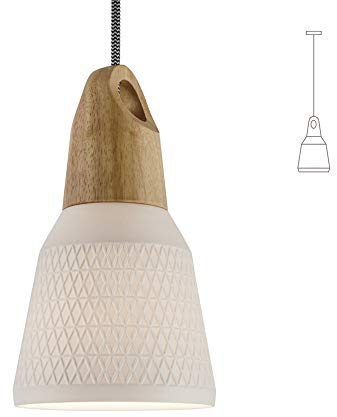 ouglres Keramik Hängelampe Aus Holz,Höhenverstellbar Modern Pendelleuchte,1 Flammige Vintage Esstisch Hängeleuchte,Weiß Pendellampe E27 Für Küche Wohnzimmer Esszimmer Schlafzimmer Bar Flur Galerie