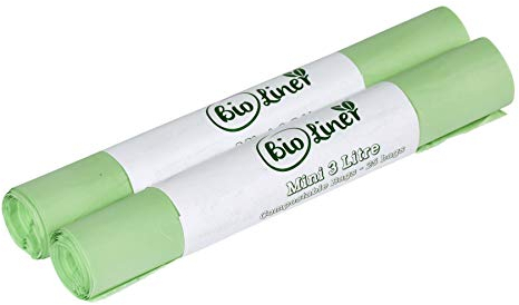 Mini 3L Compostable Caddy Bags - 50 liners - Kitchen Worktop Compost Food Waste Bin Liners for EN13432