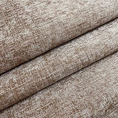 Mink Designer Luxury Soft Plain Solid Heavy Weight Upholstery Curtain Cushion Chenille Velvet Fabric FIRE Retardant Shimmering Look Sofa Furniture Material Sold BY THE METRE