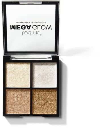 Technic Mega Glow Highlighter Palette - 4 Shimmer Powders - 10g | Highly Pigmented, Long-Lasting, Blends Beautifully, All Skin Tones