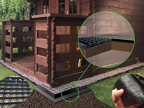 GARDEN SHED OR GREENHOUSE BASE ECO-FRIENDLY GRAVEL GRIDS - SUITS BOTH 7X5 & 8X5 FEET (2.5 x 1.5 METRE) BASES + INCLUDED FREE HEAVY DUTY MEMBRANE