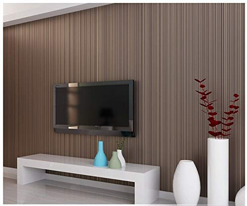 Tapete Feine Streifen Braun Moderne Minimalistische Vlies Papierrolle für Schlafzimmer Wohnzimmer Kinderzimmer Sofa TV Hintergrund Wand Wohnkultur /20.8 In 32.8 Ft=57 Sq.ft (10,05 m x 0,53 m)