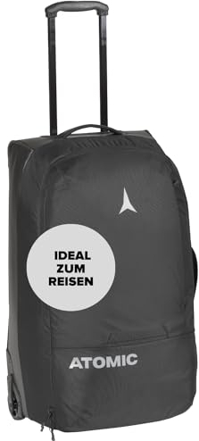 ATOMIC TROLLEY 90L Reisetasche - Schwarz - Hochwertige Reisetasche mit Rollen - Koffer zum Skifahren - Trolley mit mehreren Fächern - Wasser- & schmutzabweisender Reisekoffer